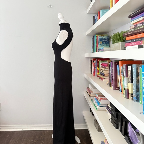 Meshki Louisa High Neck Knit Black Maxi Dress Backless Small - Picture 6 of 15